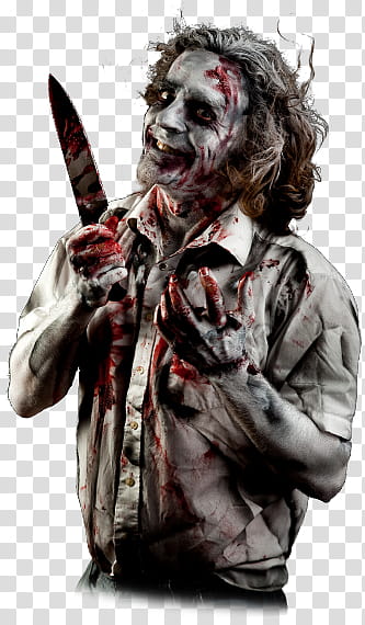HALLOWEEN O, man holding knife transparent background PNG clipart