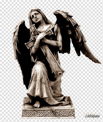 HALLOWEEN O, woman angel carrying cross statue transparent background PNG clipart