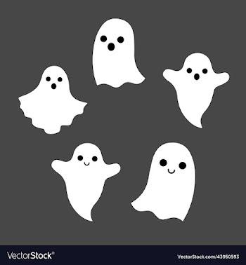 halloween of white funny cute ghosts