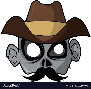 Halloween paper mask - cowboy zombie vector image