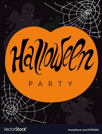 Halloween party design template with lettering vector image