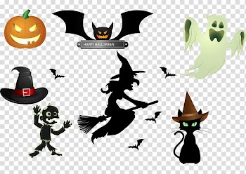 Halloween Party Illustration, Halloween elements transparent background PNG clipart