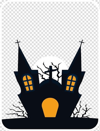 Halloween Party Jack-o'-lantern, Halloween Castle label transparent background PNG clipart