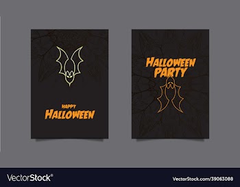 halloween party set of three bright banners vect