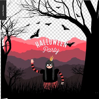 Halloween poster background decorative elements and Funny People transparent background PNG clipart