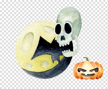 Halloween Pumpkin Calavera Jack-o-lantern, Halloween Skull transparent background PNG clipart