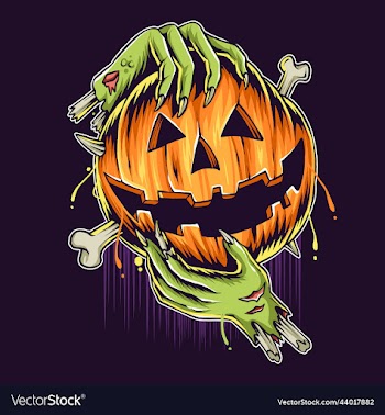 halloween pumpkin in zombie hands