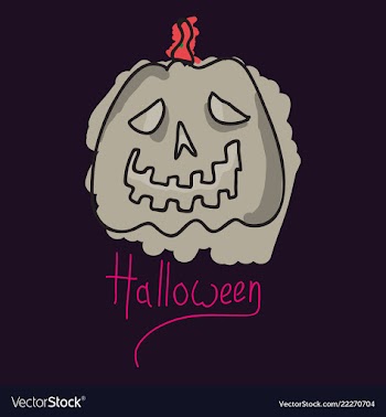 Halloween pumpkin with face on dark background vector image