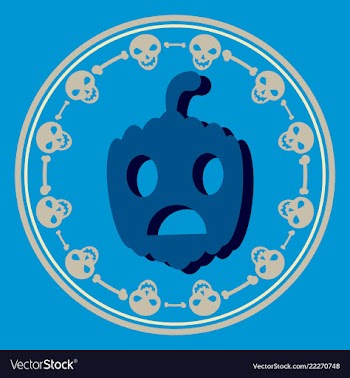 Halloween pumpkin with face on dark background vector image