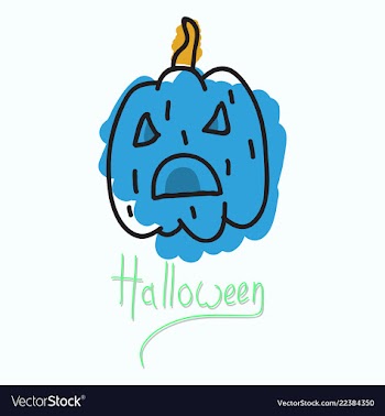 Halloween pumpkin with face on dark background vector image
