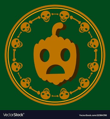 Halloween pumpkin with face on dark background vector image