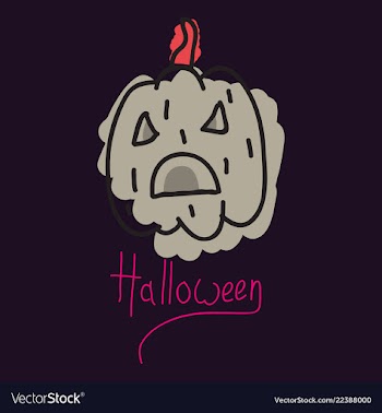 Halloween pumpkin with face on dark background vector image