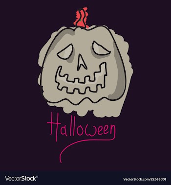 Halloween pumpkin with face on dark background vector image