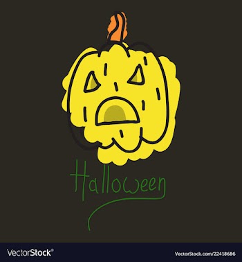 Halloween pumpkin with face on dark background vector image