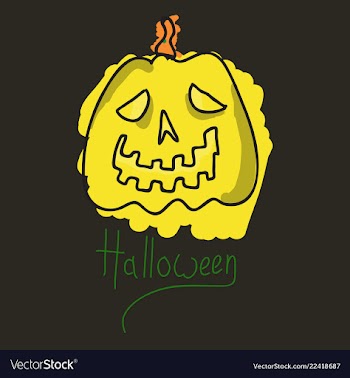 Halloween pumpkin with face on dark background vector image