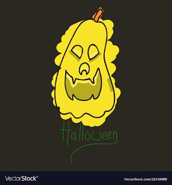 Halloween pumpkin with face on dark background vector image