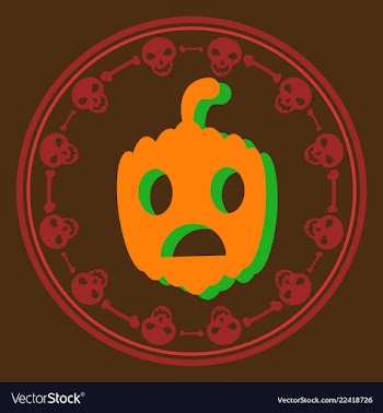 Halloween pumpkin with face on dark background vector image