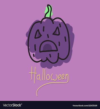 Halloween pumpkin with face on dark background vector image