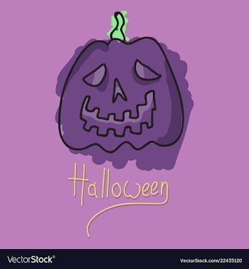 Halloween pumpkin with face on dark background vector image