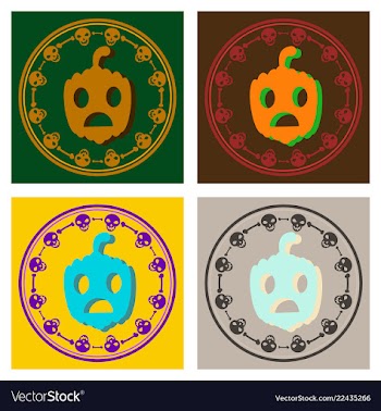 Halloween pumpkin with face on dark background vector image