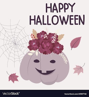halloween pumpkin with flowers