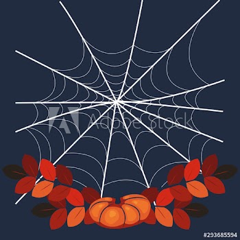 halloween pumpkins with spiderweb scene