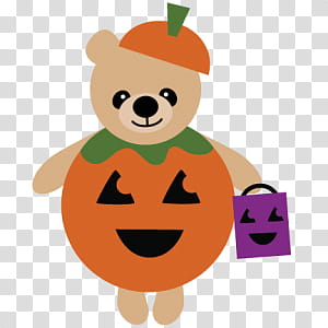 Halloween s, bear wearing Jack-o-lantern costume animated illustration transparent background PNG clipart