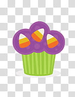 Halloween s, purple and green cupcake illustration transparent background PNG clipart
