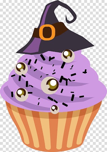 Halloween s, purple witch cupcake transparent background PNG clipart