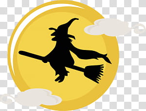 Halloween s, witch riding broomstick animated illustration transparent background PNG clipart