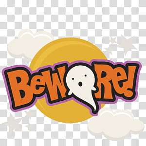 Halloween s, yellow, orange, purple, and white beware signage transparent background PNG clipart