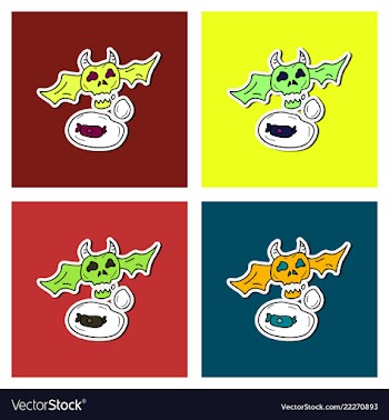 Halloween scary faces art celebration vector image