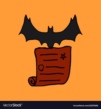 Halloween scene cute bat flying poster or card vector image