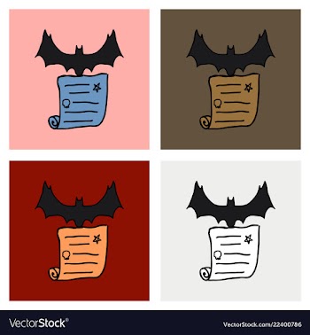 Halloween scene cute bat flying poster or card vector image