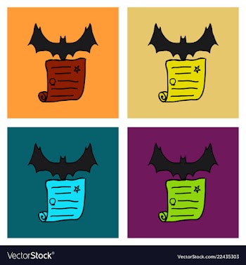 Halloween scene cute bat flying poster or card vector image