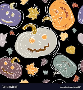 halloween seamless pattern with pumpkins lanterns