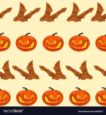 Halloween Seamless texture pumpkin and bat vector image