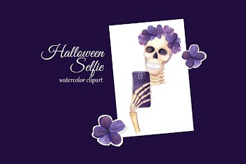 Halloween Selfie Clipart. Glam Skeleton