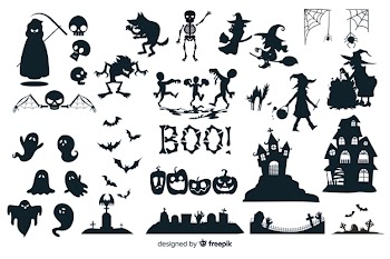 Halloween silhouette collection Free Vector