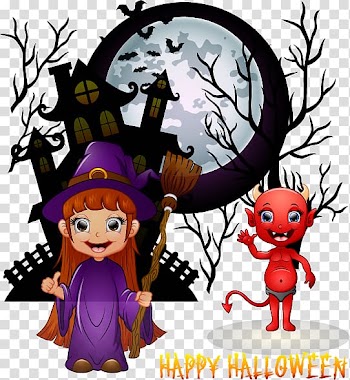 Halloween Skeleton Cartoon Illustration, Halloween cartoon material Creative Advertising transparent background PNG clipart