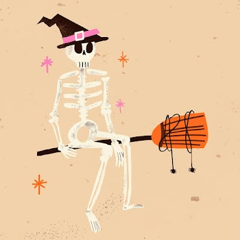Halloween skeleton PSD with witch hat, cute… | Free stock illustration | High Resolution graphic