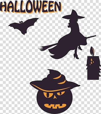 Halloween Sticker Illustration, Black Halloween element material transparent background PNG clipart