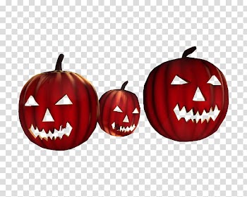 Halloween, three Jack-o'-lanterns illustration transparent background PNG clipart