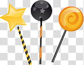 Halloween, three variety of lollipops graphics transparent background PNG clipart
