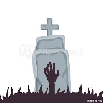 halloween tomb with hand zombie design