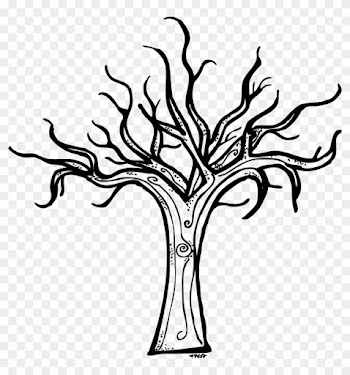 Halloween Tree Clipart Black And White - Scary Tree Coloring Page