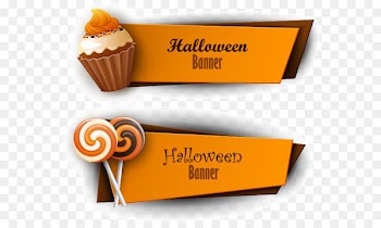 Halloween Trick-or-treating Jack-o'-lantern - Vector cake and lollipops banners 