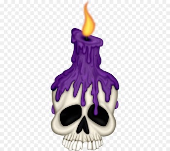 Halloween Trick-or-treating Skull Boszorkxe1ny Clip art - Skeleton head purple candles 