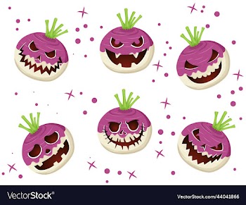 halloween turnips carved scary face set