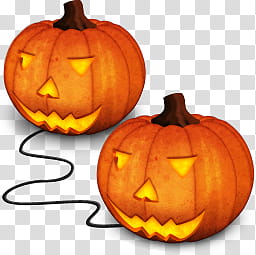 Halloween, two Jack-o'-lantern illustration transparent background PNG clipart